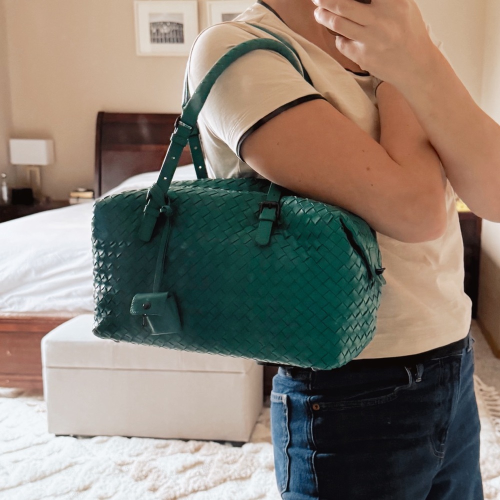 SOLD🎄Bottega Veneta montaigne teal green intrecciato satchel shoulder bag - Picture 2 of 15